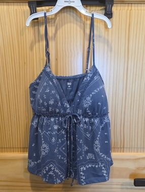 SO navy blue floral drawstring cami